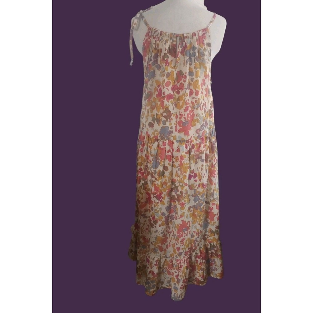 World Market Women's Midi Dress Boho Beach Halter Neck Floral Sz S/M Watercolor